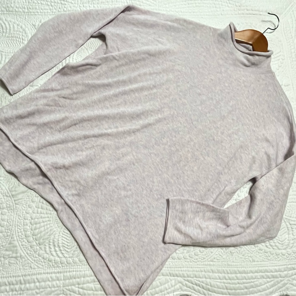 FRENCH CONNECTION Mock Neck Wool Sweater Heathered Pink Open Side Size Medium